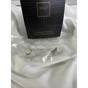 Vintage Avon Genuine Sterling Silver Wing‎ Pierced Earrings New With Box